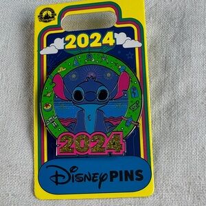 Disney 2024 Stitch Pin with Blue and Pink Accents